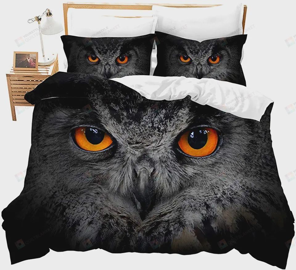 Owl Black Bedding Set  Bed Sheets Spread Comforter Duvet Cover Bedding Sets