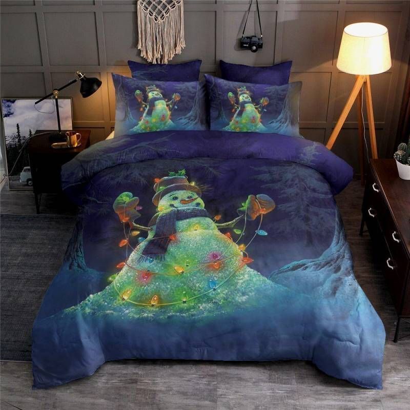 Snowman Mery Christmas Bedding Set Cotton Bed Sheets Spread Comforter Duvet Cover Bedding Sets