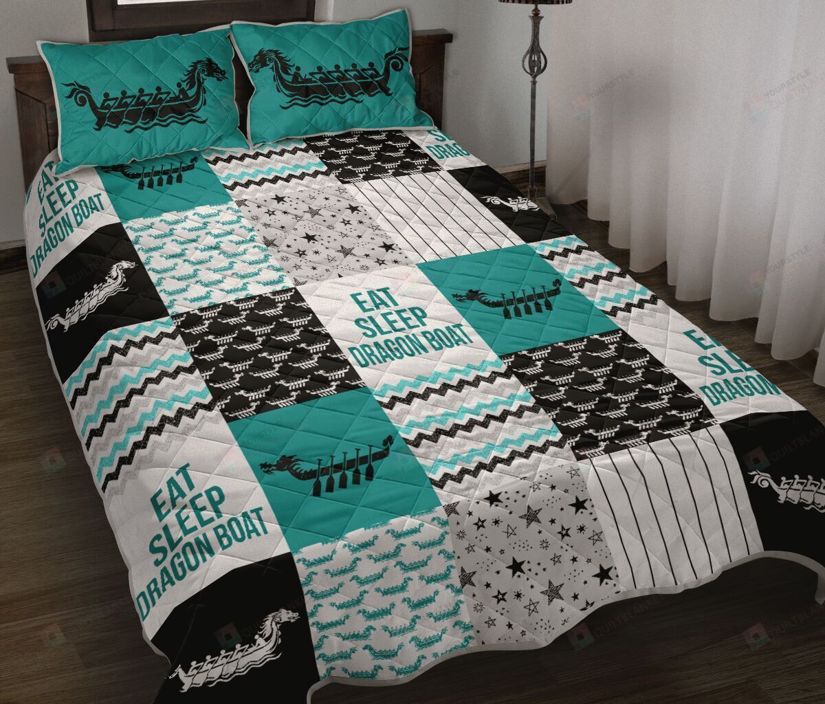 Dragon Boat Shape Quilt Bedding Set