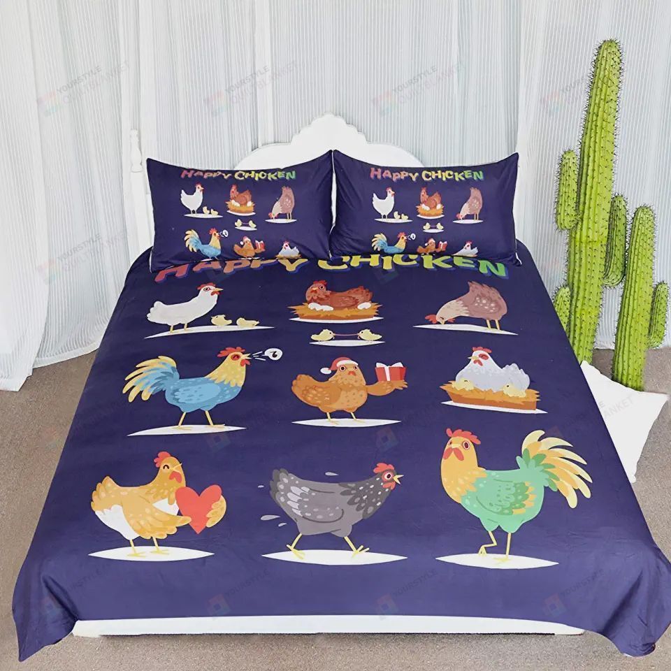 Chicken Happy Chicken Bedding Set Bed Sheet Spread Comforter Duvet Cover Bedding Sets