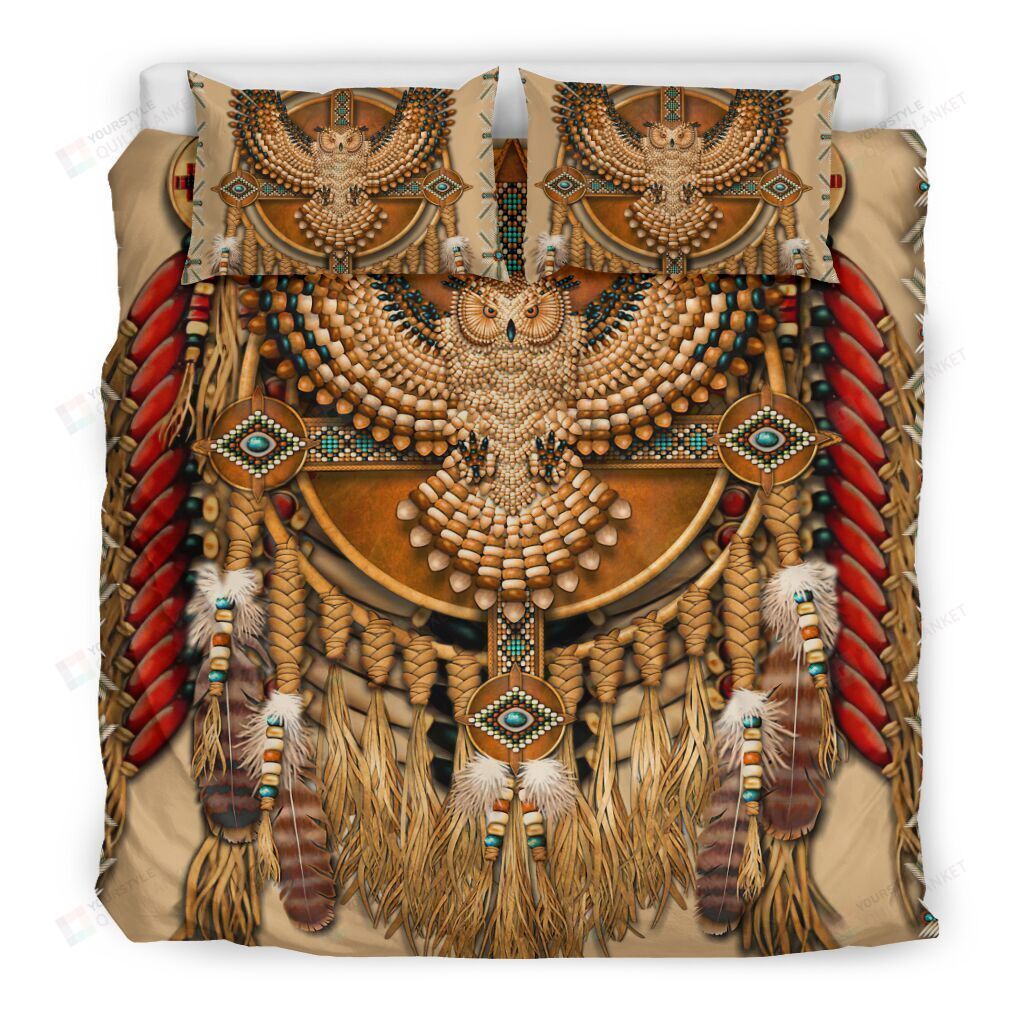 Gold Owl Native American Bedding Set Cotton Bed Sheets Spread Comforter Duvet Cover Bedding Sets