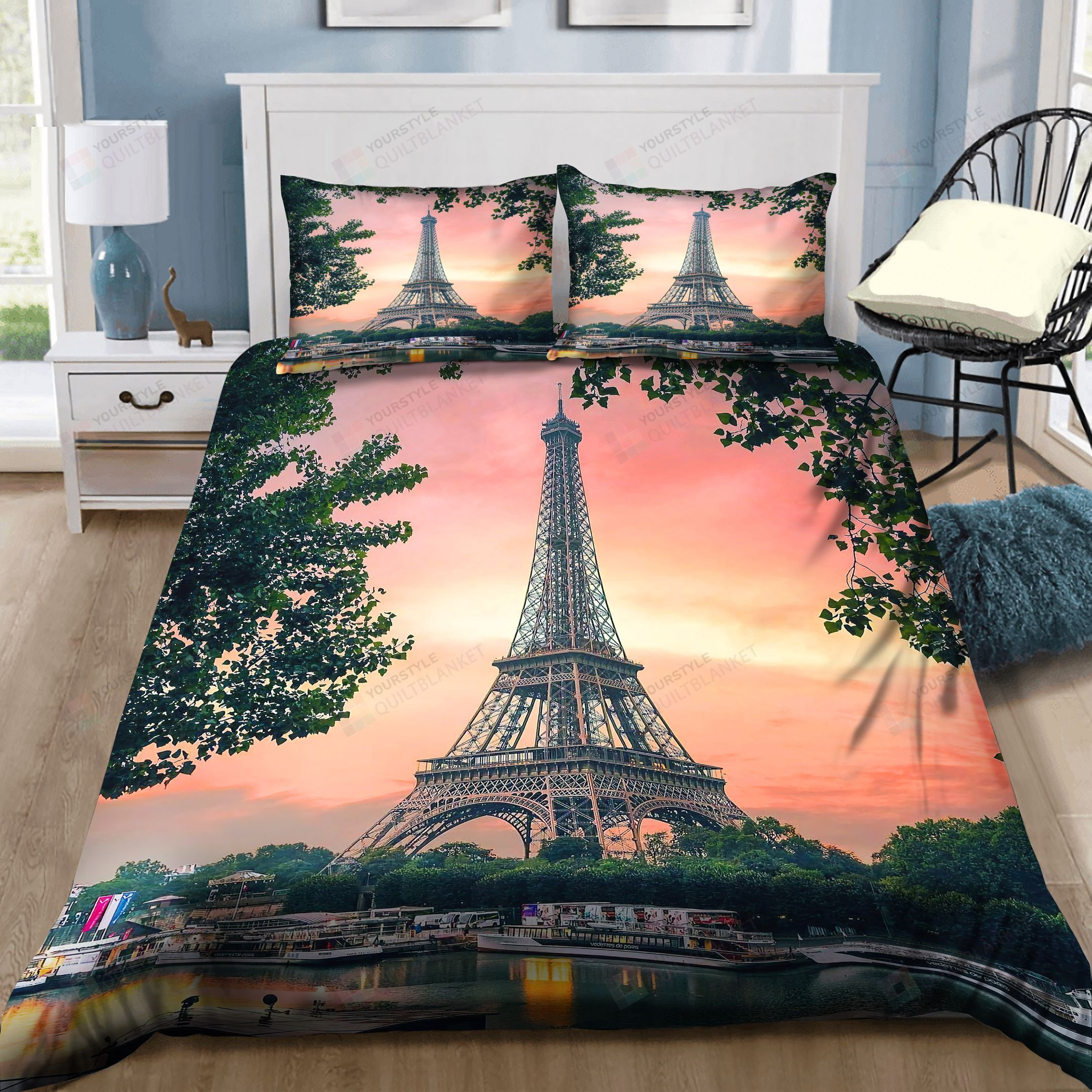 Eiffel Tower Bedding Set Bed Sheets Spread Comforter Duvet Cover Bedding Sets