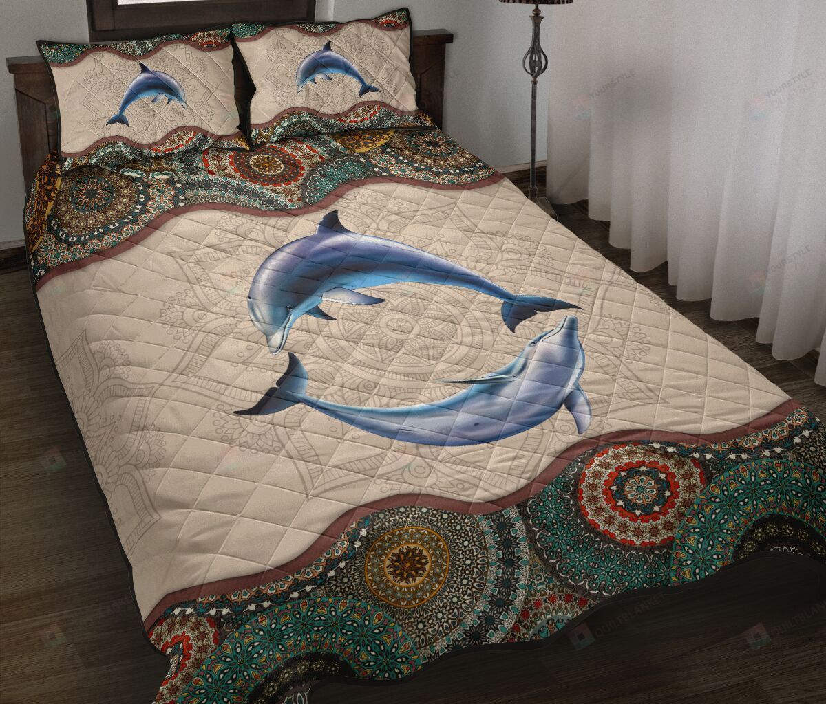 Dolphin Mandala Quilt Bedding Set