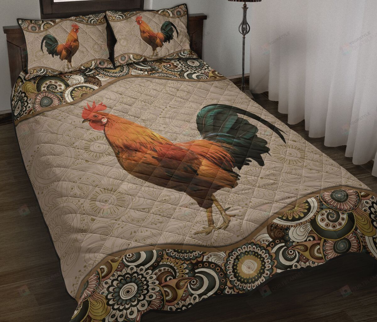Chicken Mandala Style Quilt Bedding Set
