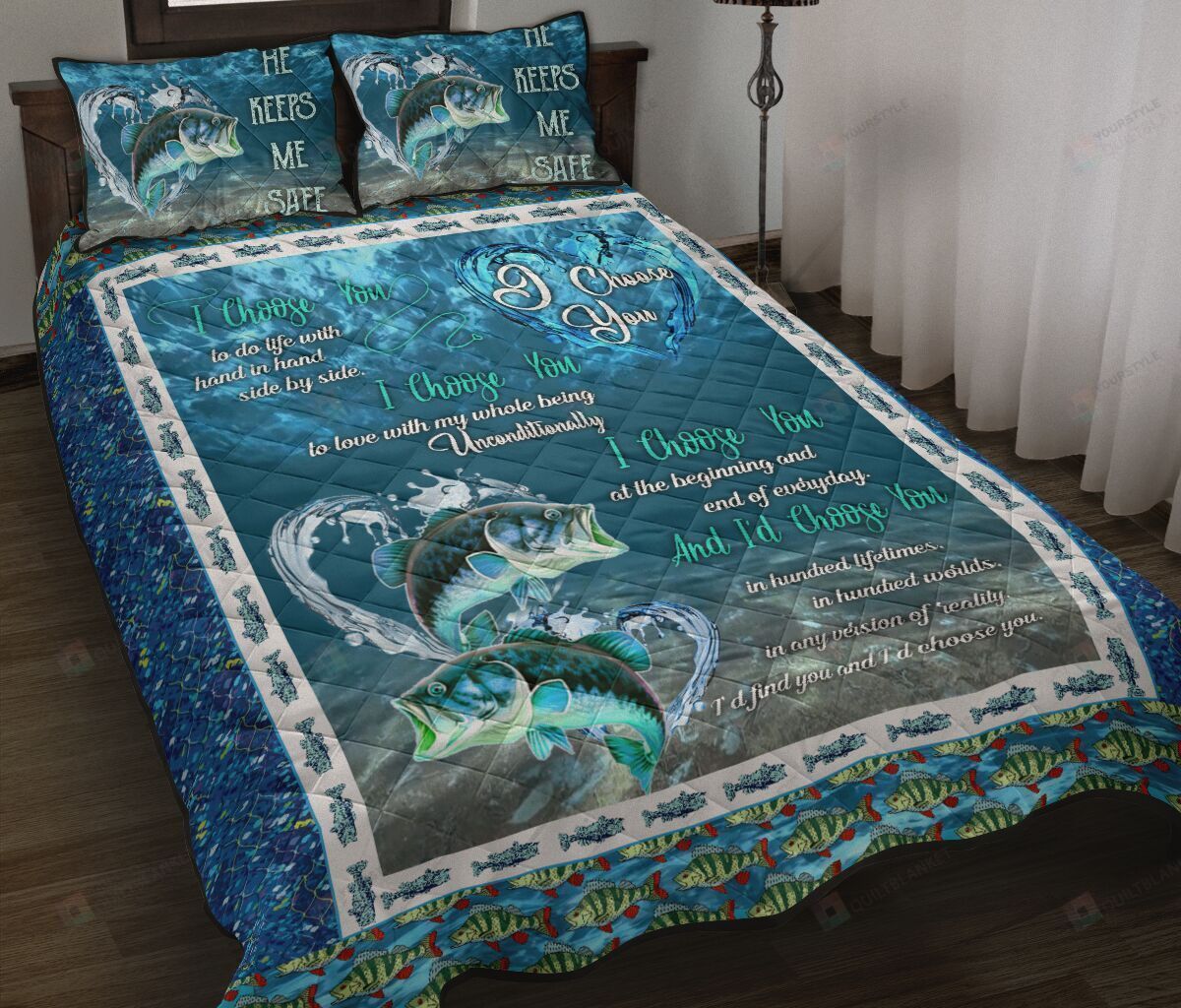 I Choose You Fishing Quilt Bedding Set