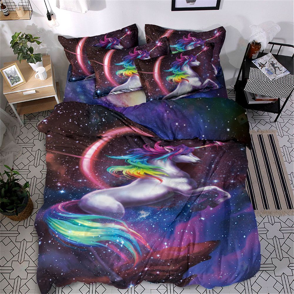 Unicorn Cotton Bed Sheets Spread Comforter Duvet Cover Bedding Sets