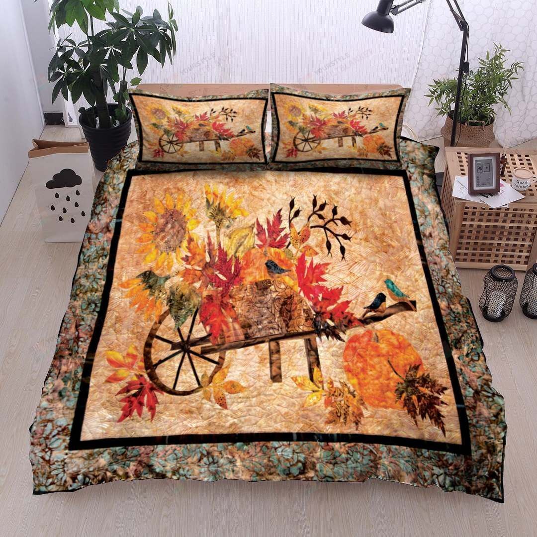 Pumpkin Cotton Bed Sheets Spread Comforter Duvet Cover Bedding Sets