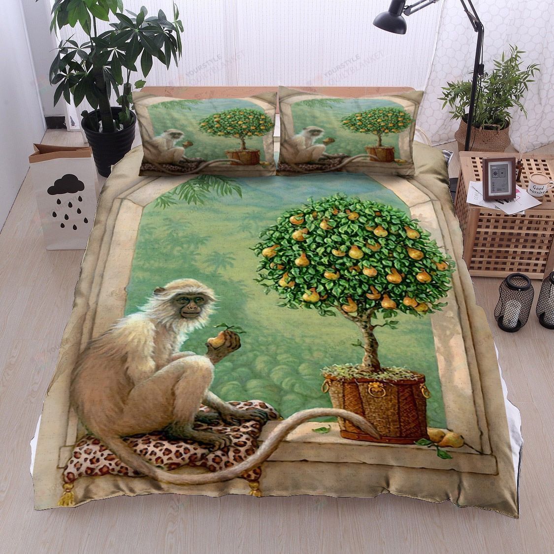 Monkey Cotton Bed Sheets Spread Comforter Duvet Cover Bedding Sets