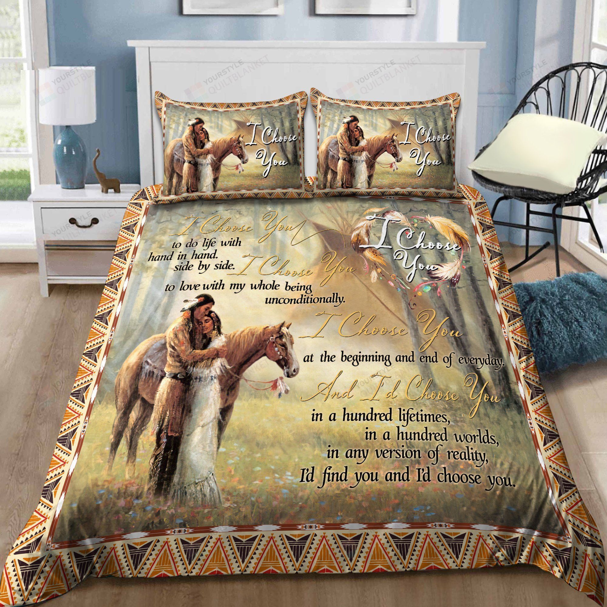 Native American Couple Bedding Set Bed Sheets Spread Comforter Duvet Cover Bedding Sets