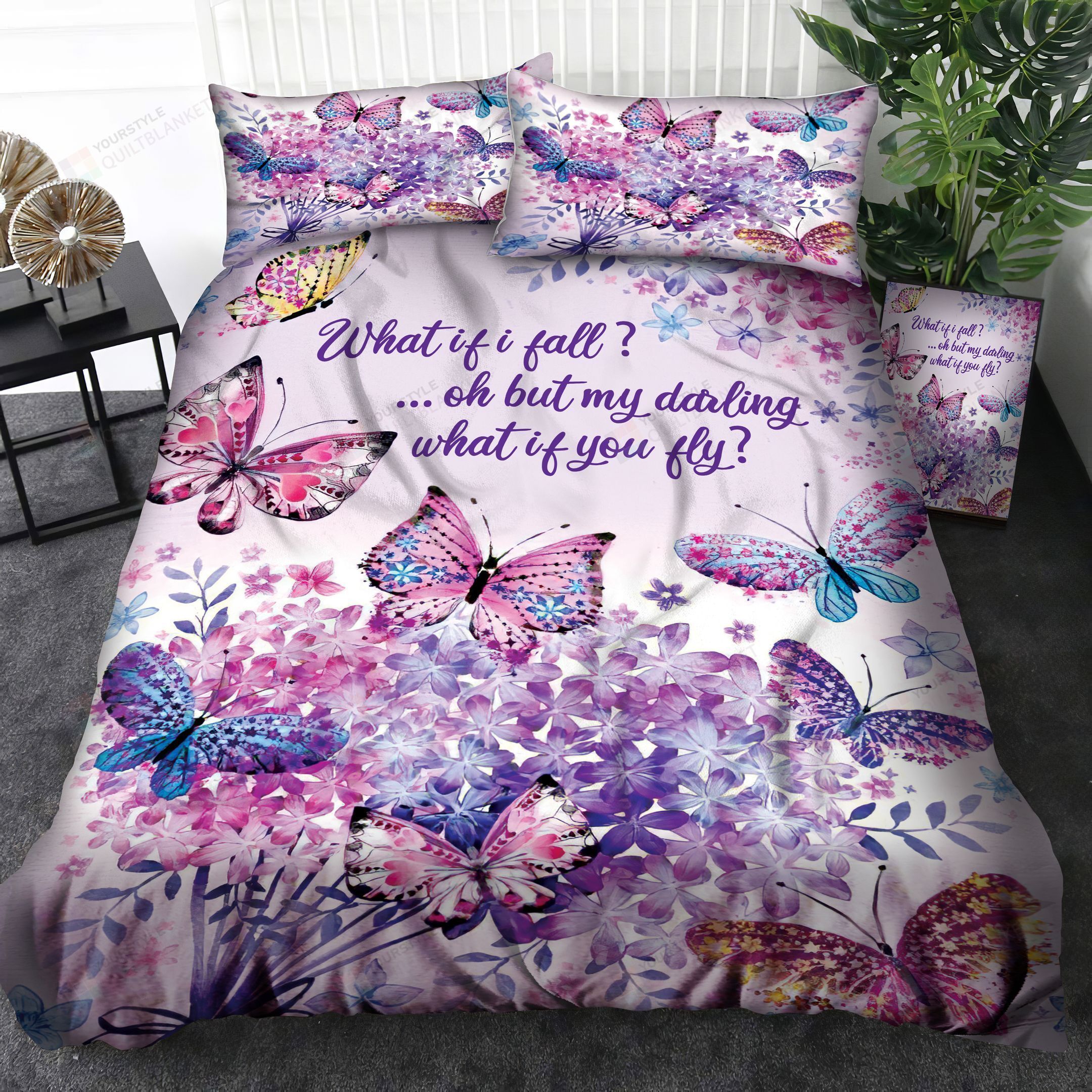 Butterfly What If You Fly Bedding Set Bed Sheets Spread Comforter Duvet Cover Bedding Sets