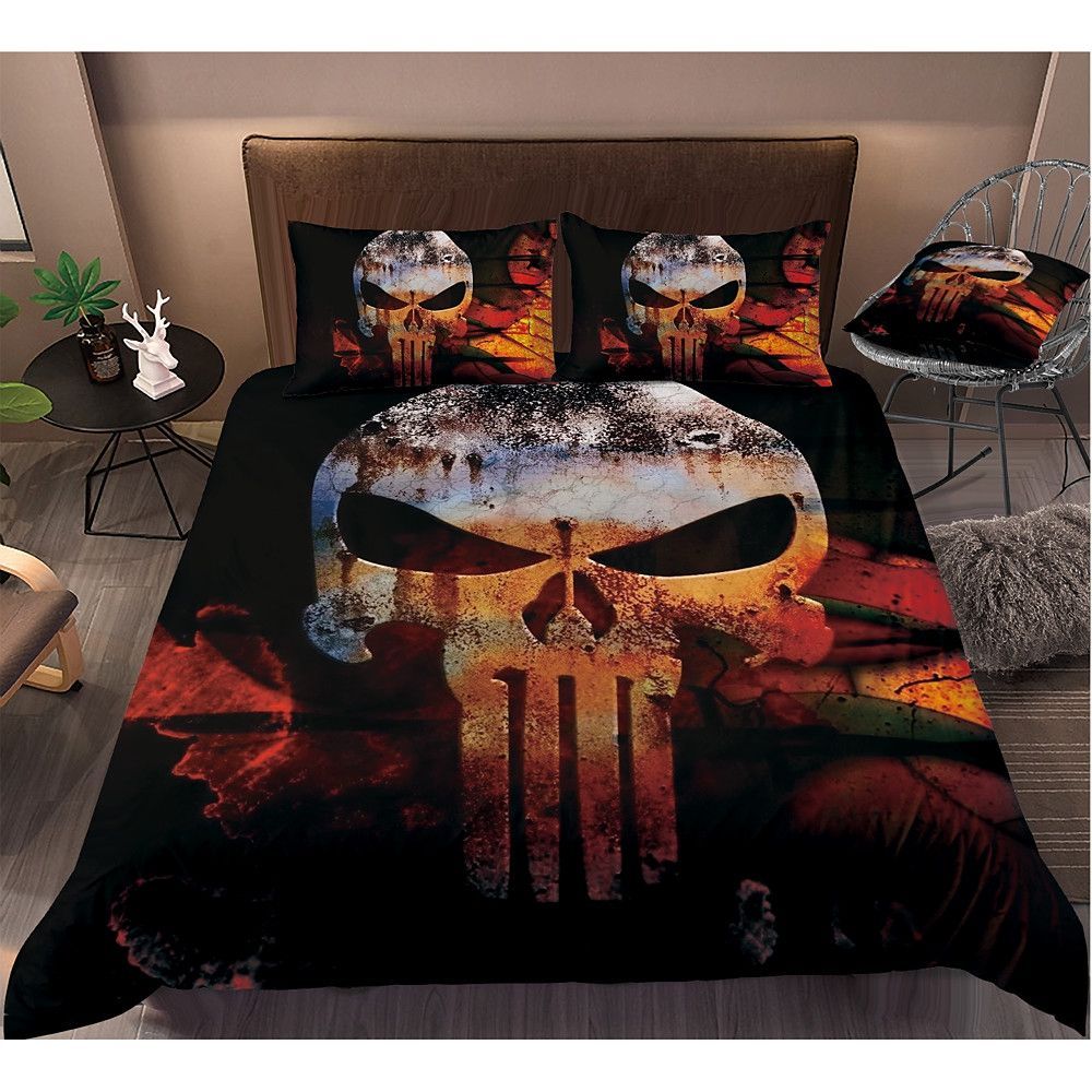 Skull Pattern Bedding Set Cotton Bed Sheets Spread Comforter Duvet Cover Bedding Sets