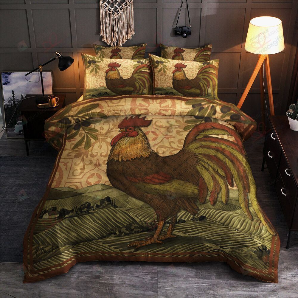 Vintage Rooster Bedding Set Bed Sheets Spread Comforter Duvet Cover Bedding Sets