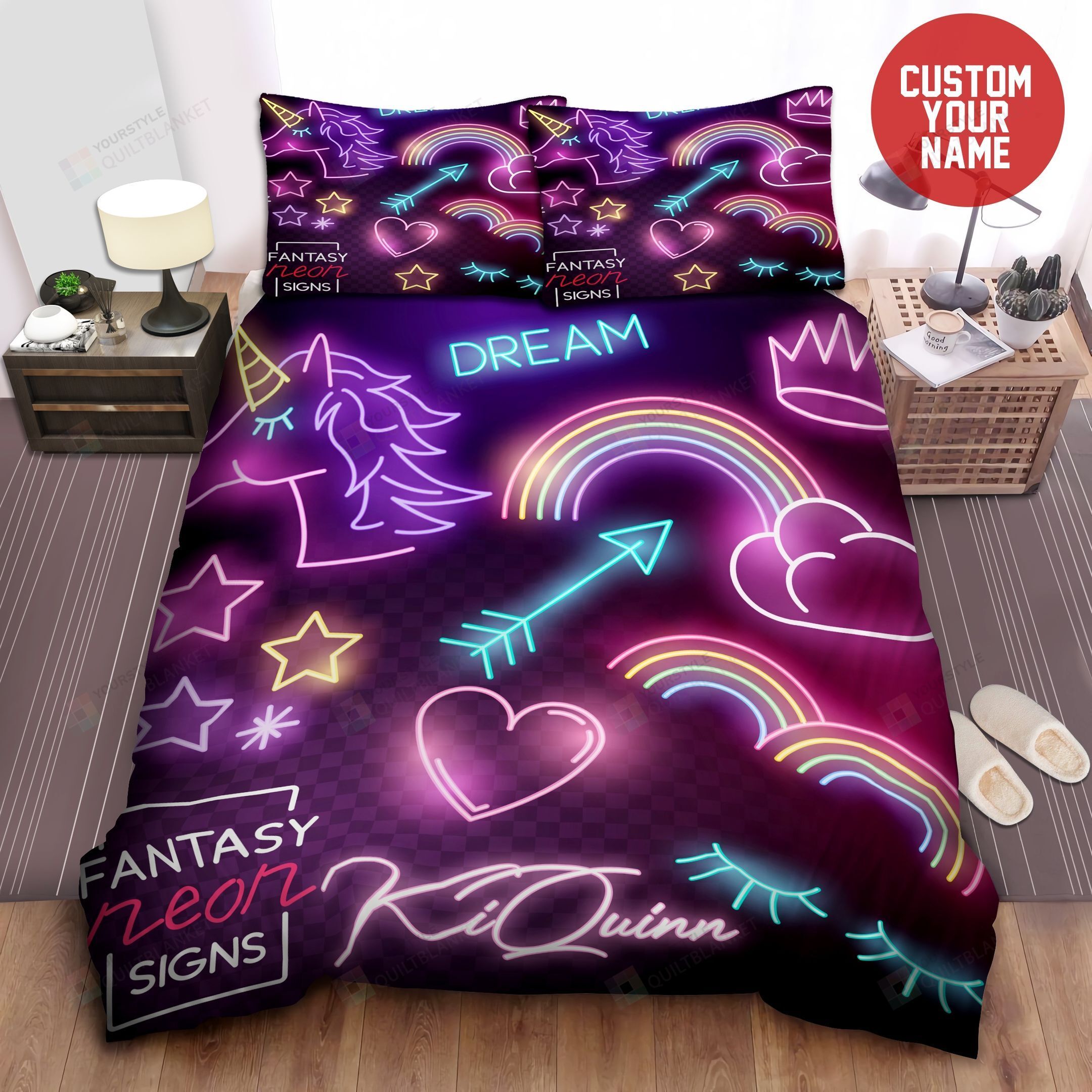 Luminous Unicorn Duvet Cover  Bedding Set Personalized Custom Name