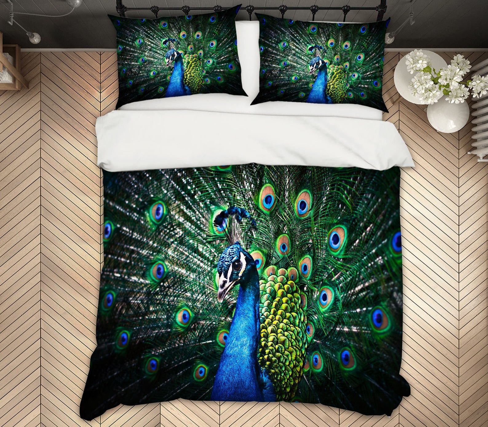 3D Gorgeous Peacock Bedding Set  Bed Sheets Spread Comforter Duvet Cover Bedding Sets