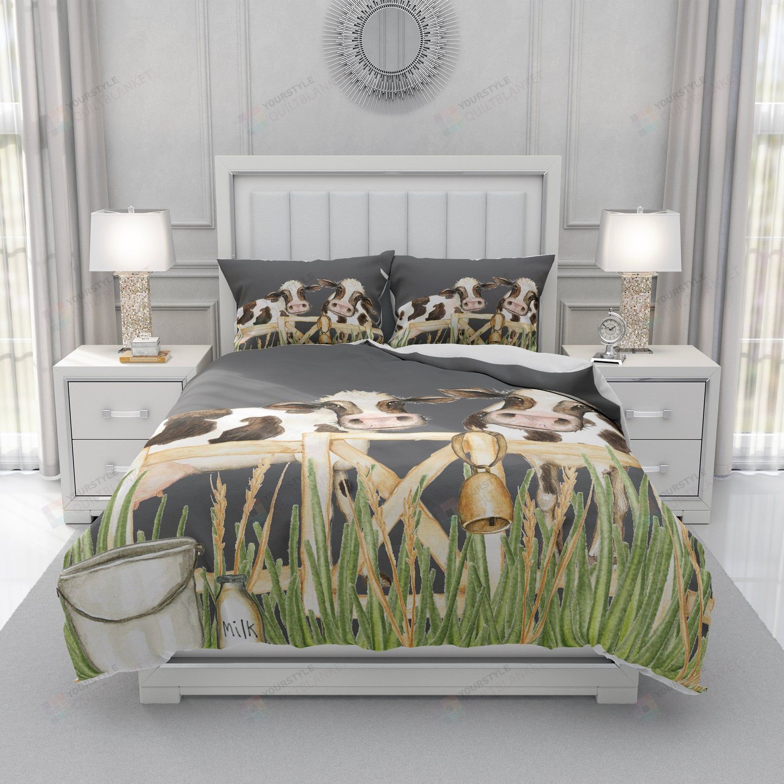 Farmhouse Cow Bedding Set Bed Sheets Spread Comforter Duvet Cover Bedding Sets