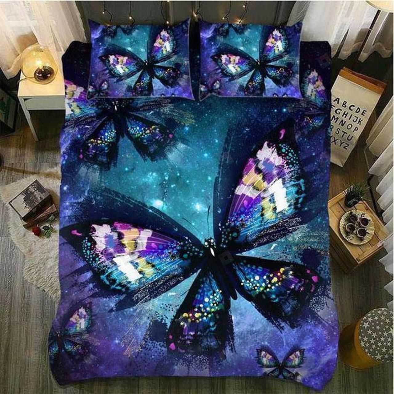 Impressive Galaxy Butterfly Bedding Set Cover