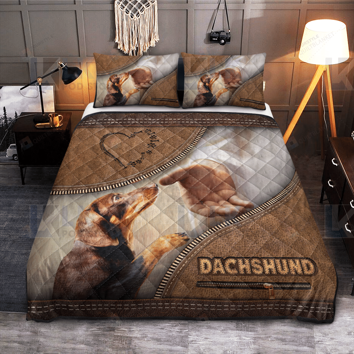 Dachshunds God Hand Quilt Bedding Set