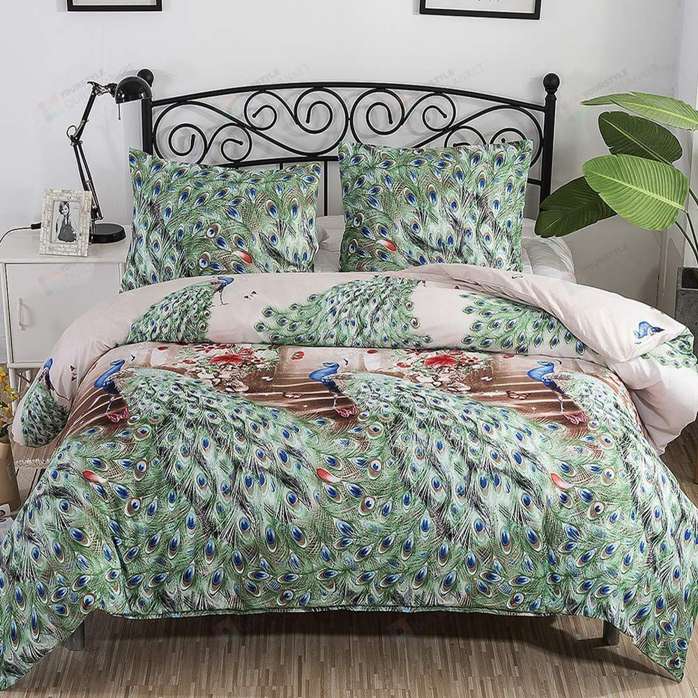 Peacock Cotton Bed Sheets Spread Comforter Duvet Cover Bedding Sets