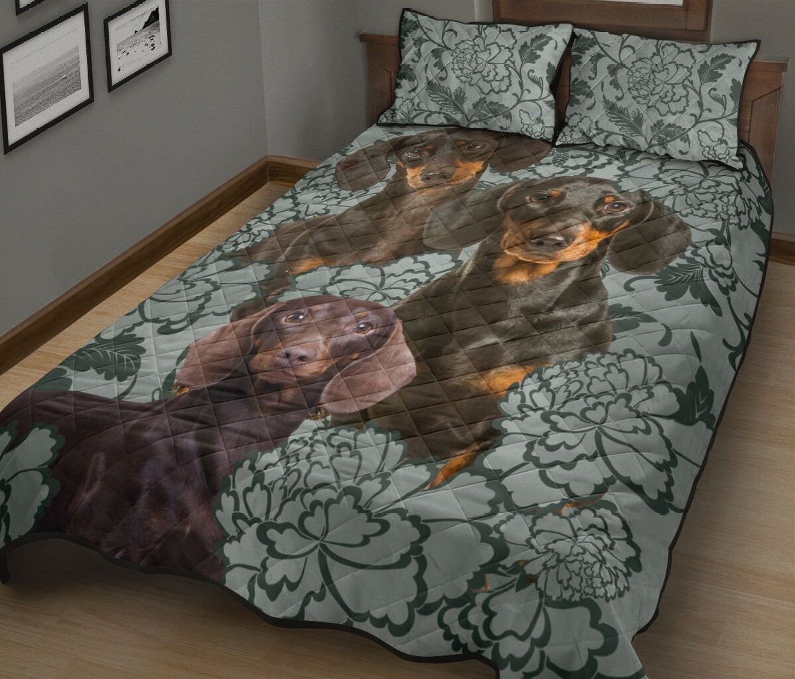 Dachshund Floral Quilt Bedding Set Cotton Bed Sheets Spread Comforter Duvet Cover Bedding Sets