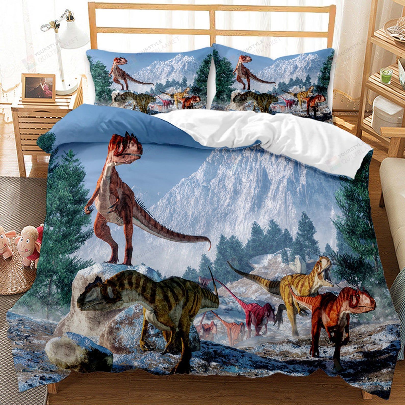 Dinosaurs Running Bed Sheets Duvet Cover Bedding Sets