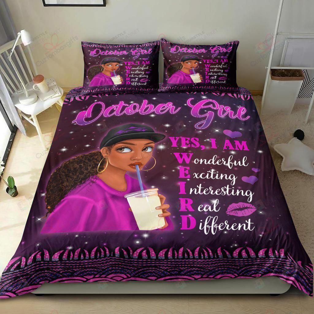 Black Girl October Girl I Am Wonderful  Bedding Set Bed Sheets Spread Comforter Duvet Cover Bedding Sets