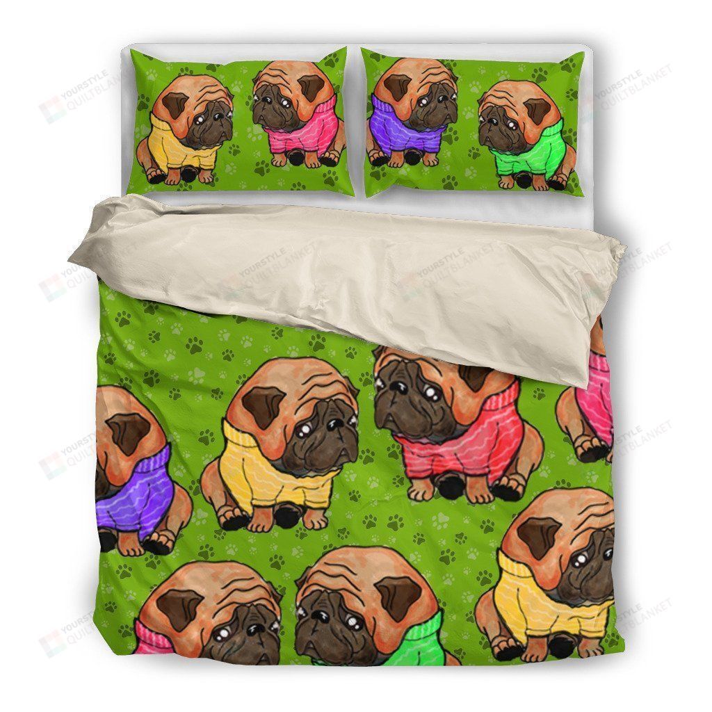 Pug Cotton Bed Sheets Spread Comforter Duvet Cover Bedding Sets