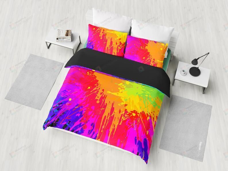 Colorful Abstract Art Paint Splatter Duvet Cover Bedding Set