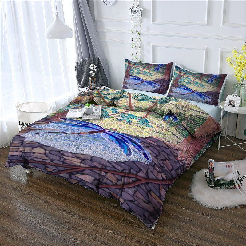 Dragonfly Cotton Bed Sheets Spread Comforter Duvet Cover Bedding Sets