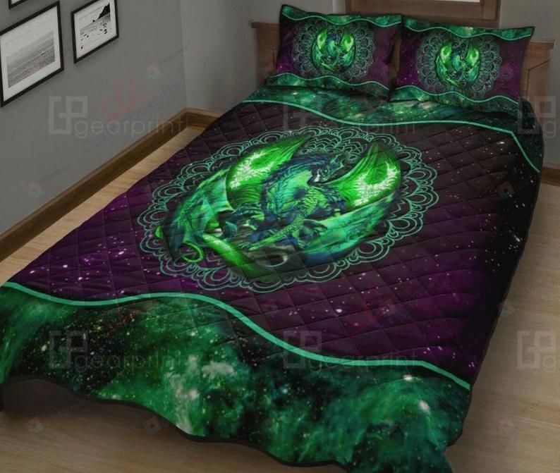 Green Dragon Quilt Bedding Set