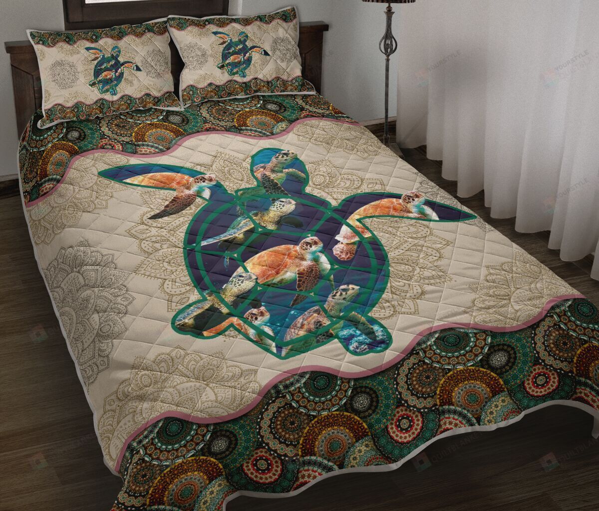 Turtle Vintage Mandala Quilt Bedding Set