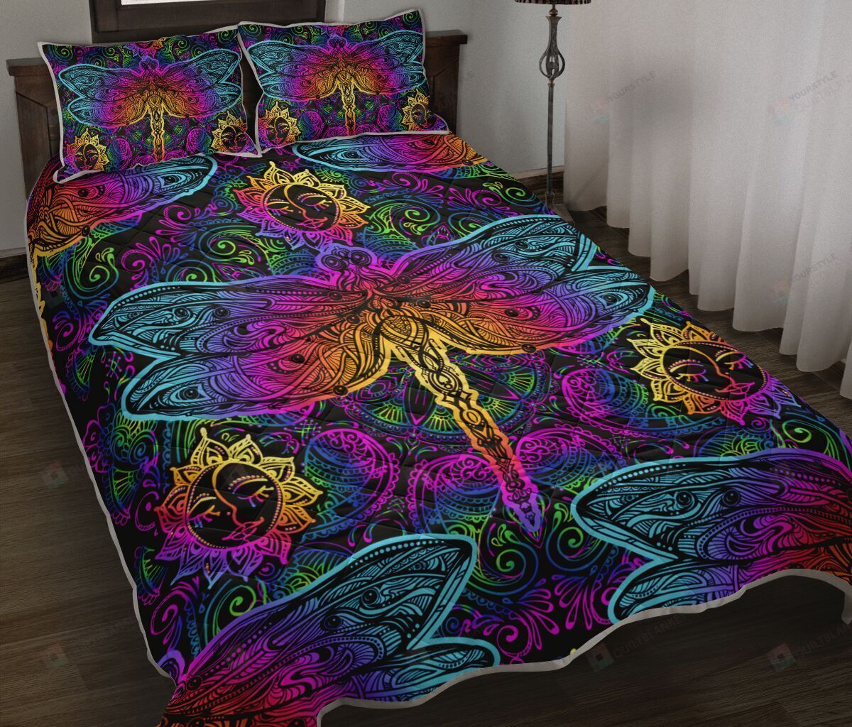 Dragonfly Paisley Quilt Bedding Set