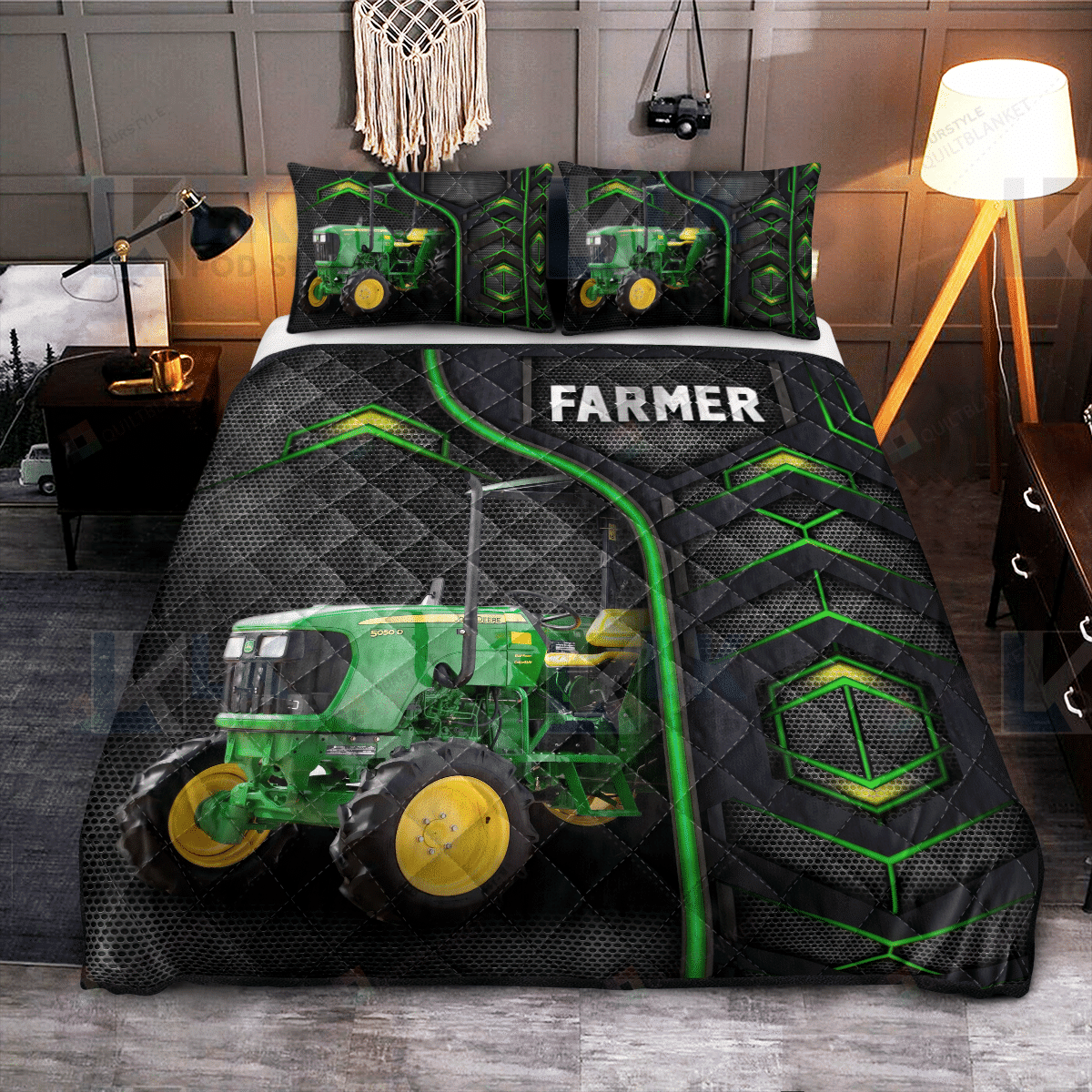 Farmer Carbon Pattern Quilt Bedding Set