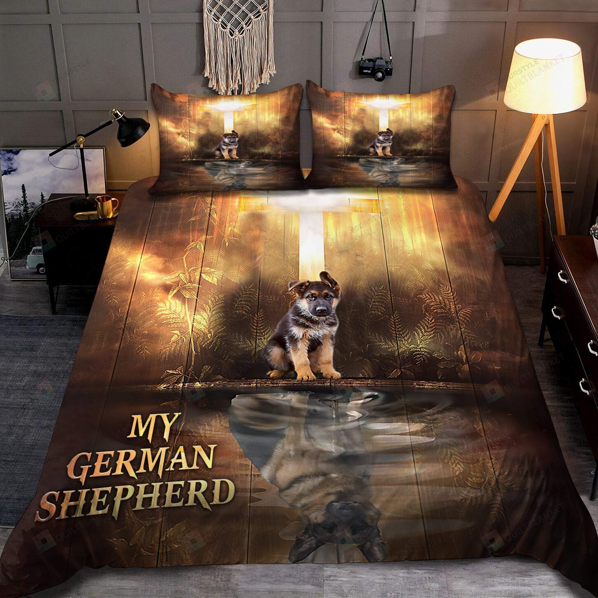 German Shepherd Dog And The Cross My German Shepherd Bedding Set Bed Sheets Spread Comforter Duvet Cover Bedding Sets