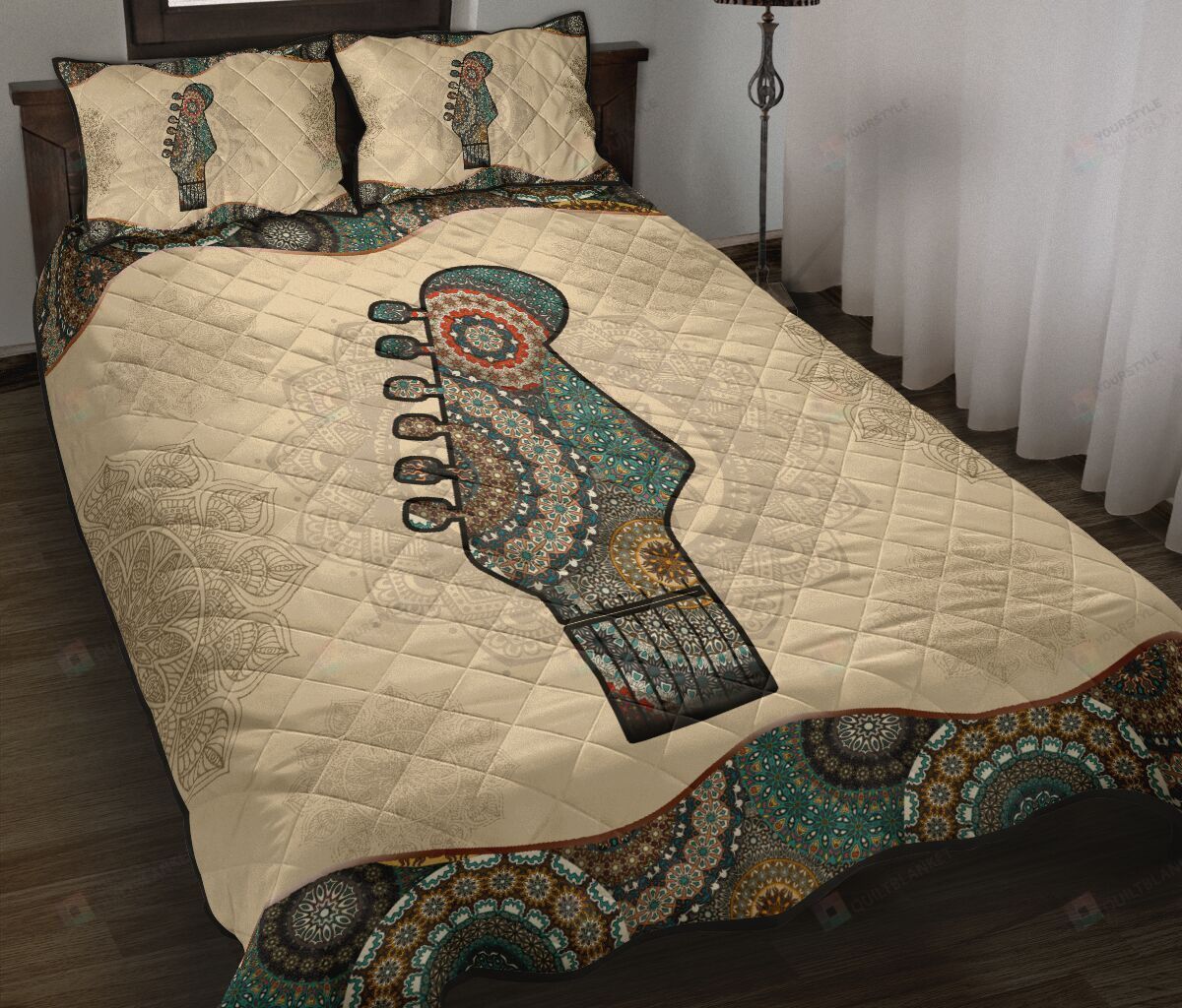 Mandala Guitar Quilt Bedding Set