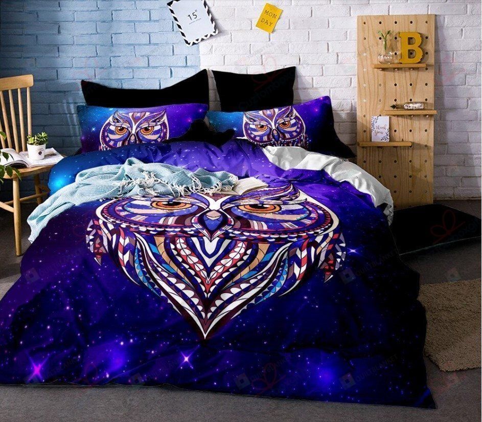 Owl Galaxy Bedding Set TGJ17588Cotton Bed Sheets Spread Comforter Duvet Cover Bedding Sets