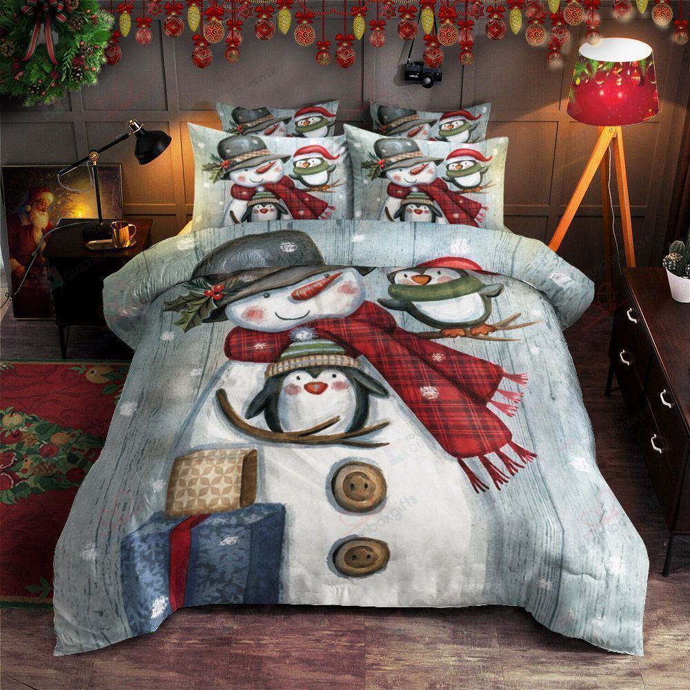 Snowman Christmas Bedding Set Bed Sheets Spread Comforter Duvet Cover Bedding Sets