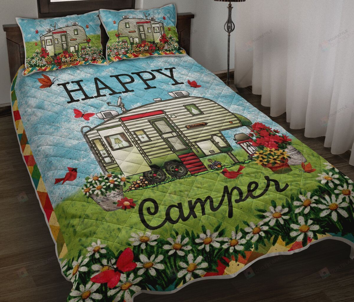 Camping Van Happy Campers Quilt Bedding Set