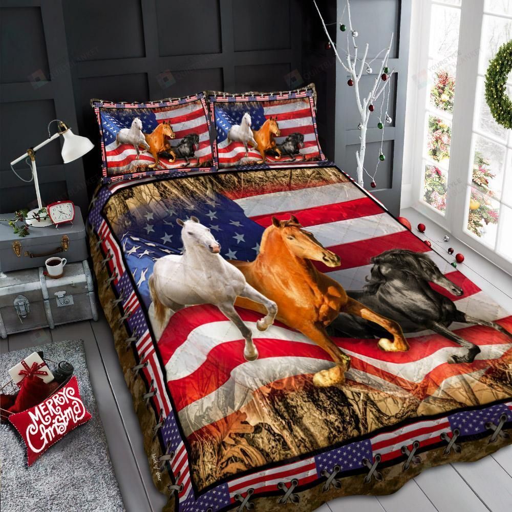 Three Horses American Quilt Bedding Set