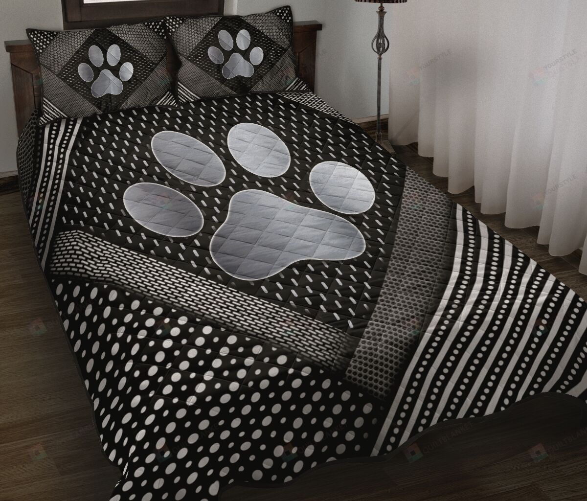 Dog Abstract Silver Quilt Bed Sheets Spread Quilt Bedding Sets