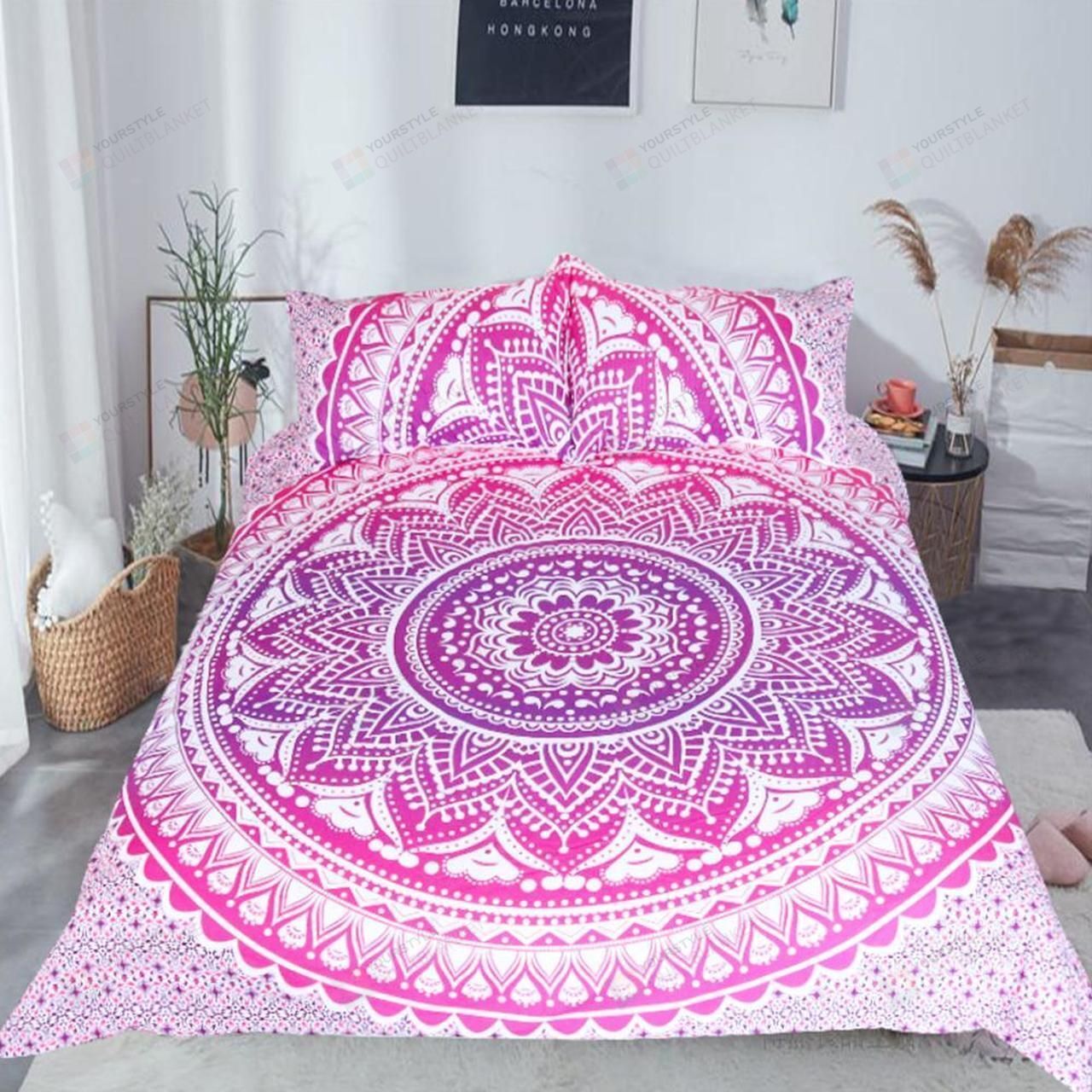 Pink Mandala Bedding Set (Duvet Cover & Pillow Cases)