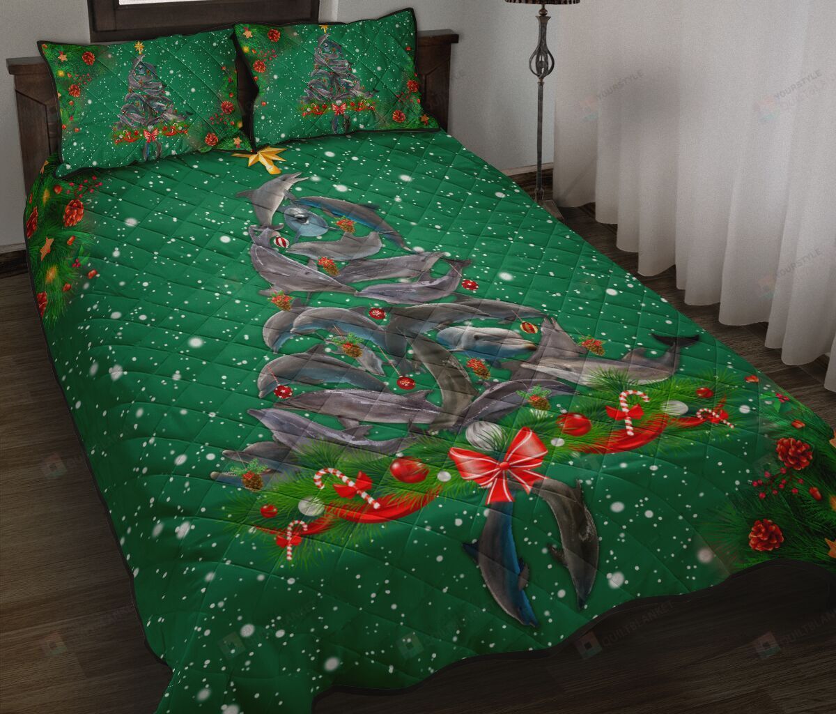 Dolphin Christmas Style Quilt Bedding Set