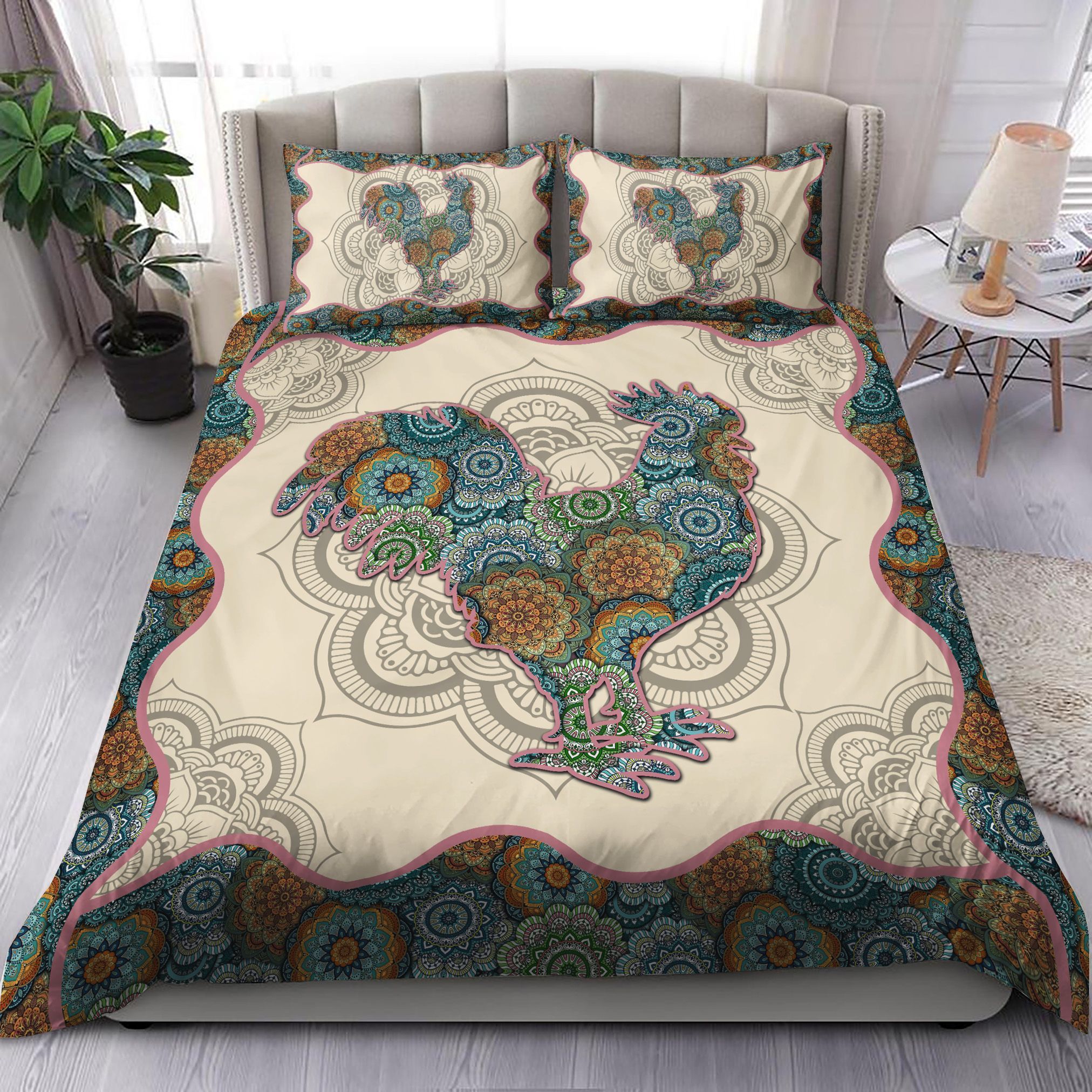 Rooster Mandala Bedding Set Bed Sheets Spread Comforter Duvet Cover Bedding Sets