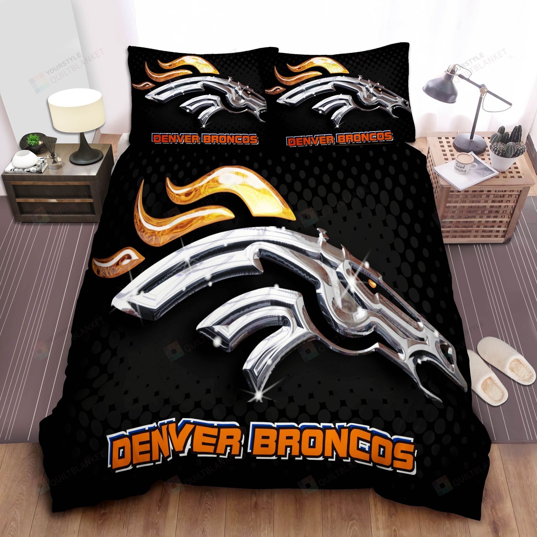 Nfl Denver Broncos Duvet Cover Bedding Set
