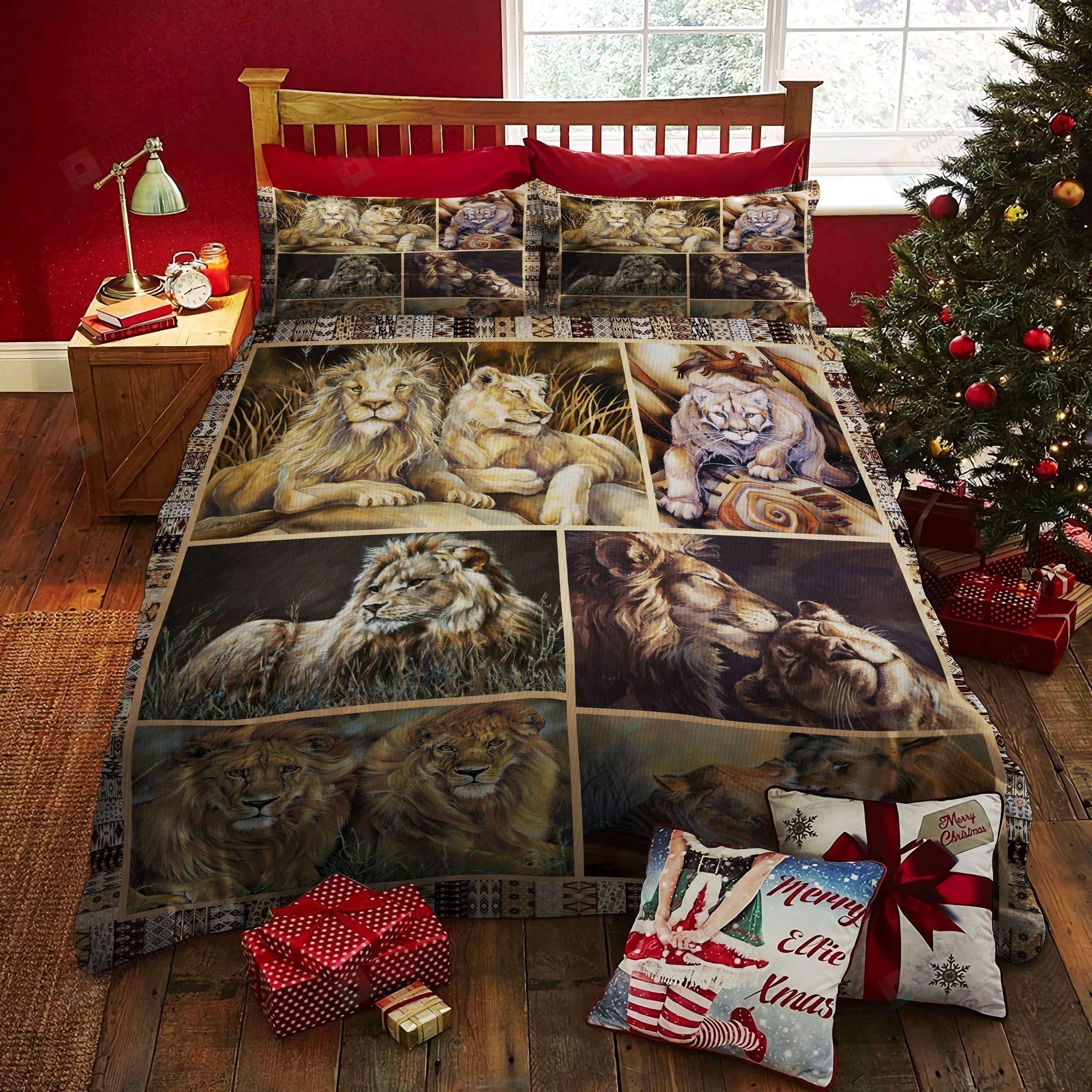 Lion Cotton Bed Sheets Spread Comforter Duvet Cover Bedding Sets