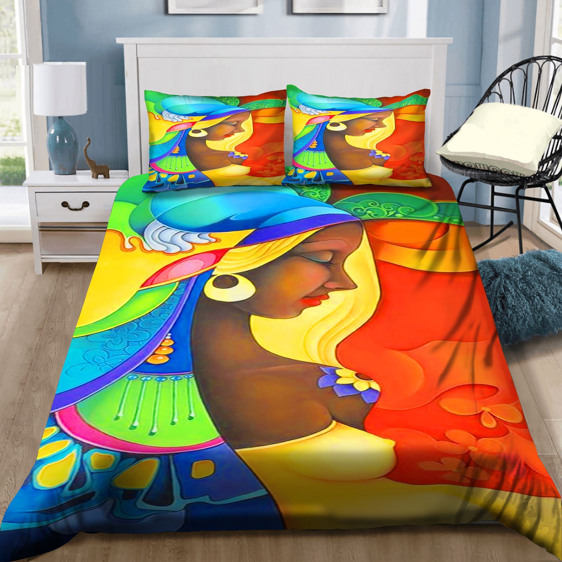 African Women Bedding Set Bed Sheets Spread Comforter Duvet Cover Bedding Sets