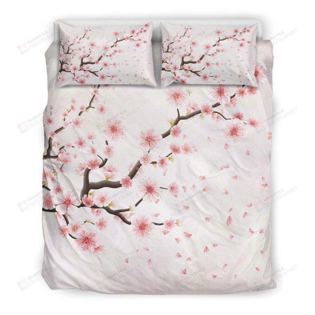 Japanese Sakura Cherry Blossom Bedding Set Cotton Bed Sheets Spread Comforter Duvet Cover Bedding Sets