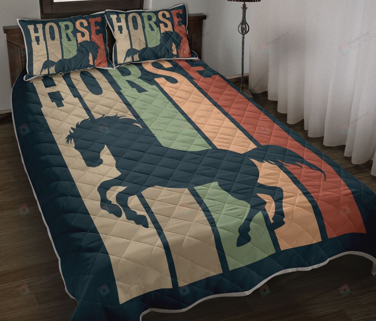 Horse Color Vintage Quilt Bedding Set