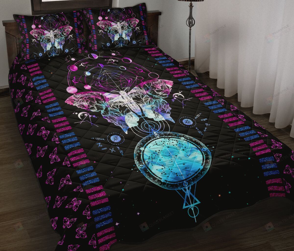 Butterfly Geometric Tattoos Quilt Bedding Set