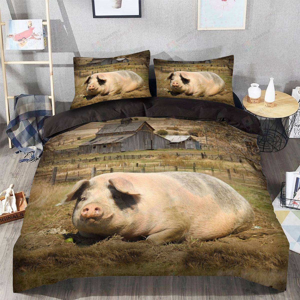 Pig Cotton Bed Sheets Spread Comforter Duvet Cover Bedding Sets