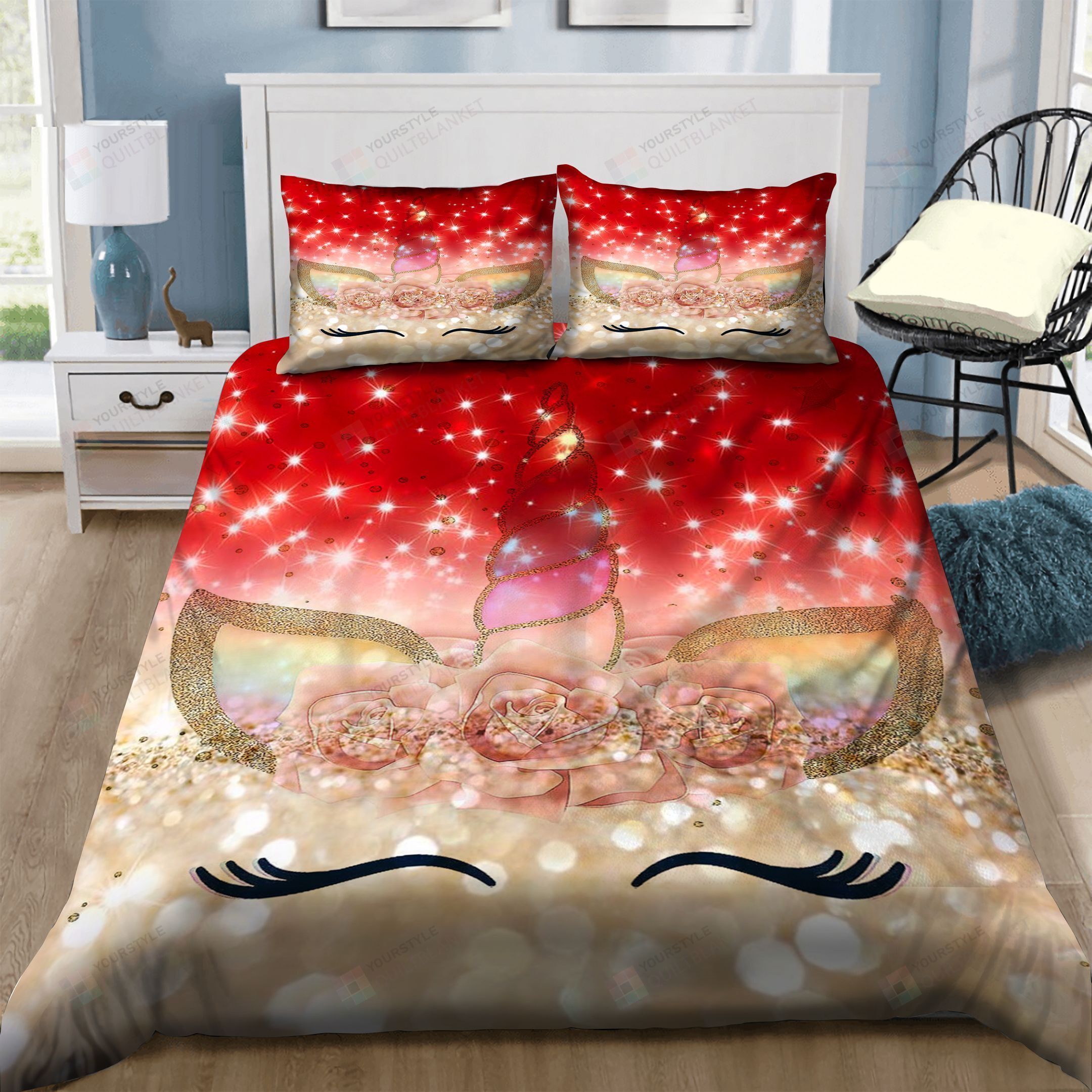 Unicorn Cotton Bed Sheets Spread Comforter Duvet Cover Bedding Sets